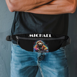 Monogram Cool Neon Retro DJ Sloth Bauchtasche