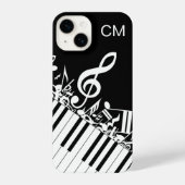 `Monogram coole Musical Notes and Piano Keys iPhone Hülle (Rückseite)
