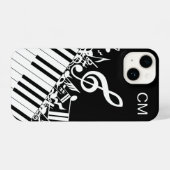 `Monogram coole Musical Notes and Piano Keys iPhone Hülle (Rückseite (Horizontal))