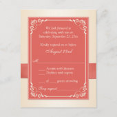 Monogram Coral Champagne Floral Wedding RSVP (Rückseite)