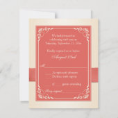 Monogram Coral Champagne Floral Wedding RSVP Karte (Rückseite)