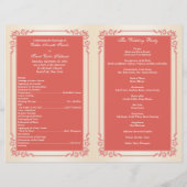 Monogram Coral, Champagner Wedding Program (Rückseite)