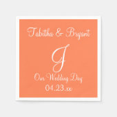 Monogram Coral Classy farbiges Papier Napkins Serviette (Vorderseite)