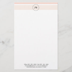 Monogram Coral Elegant Beruflich Stationery Briefpapier