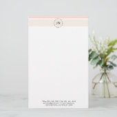 Monogram Coral Elegant Beruflich Stationery Briefpapier (Stehend Vorderseite)