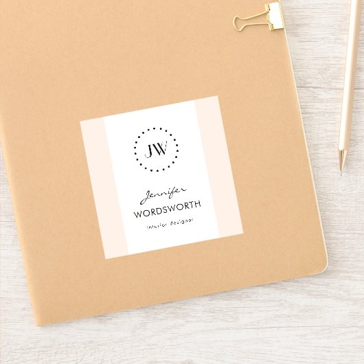 Monogram Coral Pastel Minimalistisch Beruflich Aufkleber (Notizbuch)