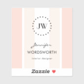 Monogram Coral Pastel Minimalistisch Beruflich Aufkleber (Blatt)