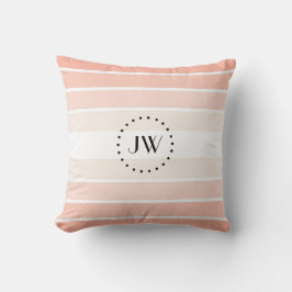 Monogram Coral Pastel Stripes Throw Kissen