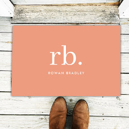 Monogram Coral Peach Elegante Feminine Minimalisti Fußmatte