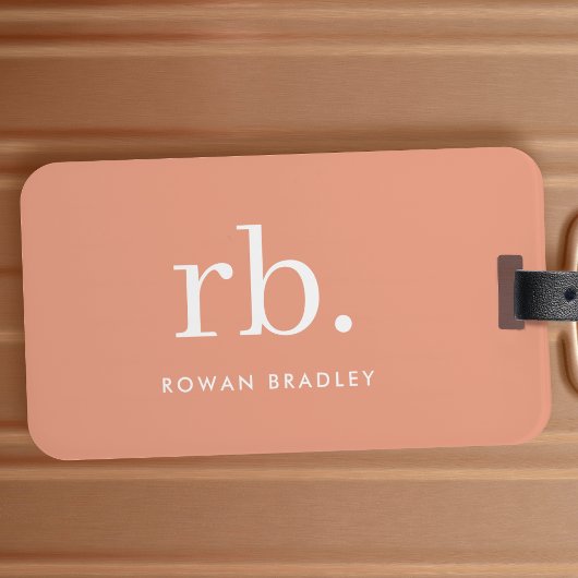 Monogram Coral Peach Elegante Feminine Minimalisti Gepäckanhänger