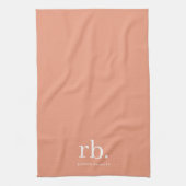Monogram Coral Peach Elegante Feminine Minimalisti Geschirrtuch (Vertikal)