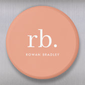 Monogram Coral Peach Elegante Feminine Minimalisti Magnet