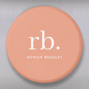 Monogram Coral Peach Elegante Feminine Minimalisti Magnet