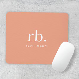 Monogram Coral Peach Elegante Feminine Minimalisti Mousepad