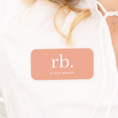 Monogram Coral Peach Elegante Feminine Minimalisti Namensschild