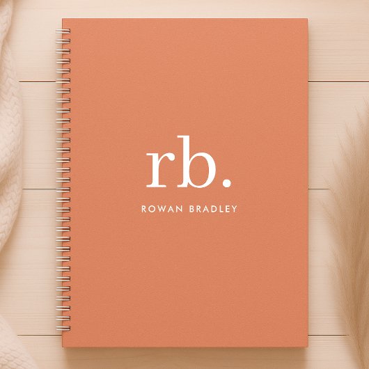 Monogram Coral Peach Elegante Feminine Minimalisti Planer
