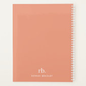 Monogram Coral Peach Elegante Feminine Minimalisti Planer (Rückseite)