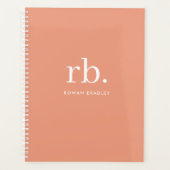Monogram Coral Peach Elegante Feminine Minimalisti Planer (Vorderseite)