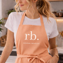 Monogram Coral Peach Elegante Feminine Minimalisti Schürze