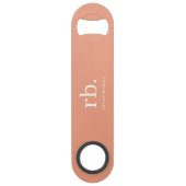 Monogram Coral Peach Elegante Feminine Minimalisti Speed Flaschenöffner (Rückseite)