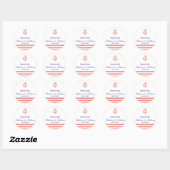 Monogram Coral Pink Nautical and Navy Blue Wedding Runder Aufkleber (Blatt)