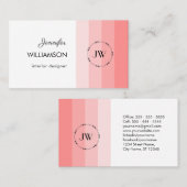 Monogram Coral Pink Pastell Visitenkarte (Vorne/Hinten)