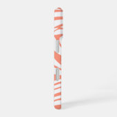 Monogram Coral Pink Striped Zebra Muster Trendy iPhone 16 Hülle (Rechte Seite)