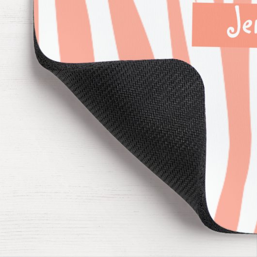 Monogram Coral Pink Striped Zebra Muster Trendy Mousepad (Ecke)