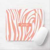 Monogram Coral Pink Striped Zebra Muster Trendy Mousepad (Mit Mouse)