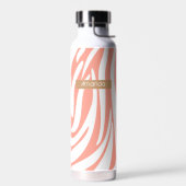Monogram Coral Pink Striped Zebra Muster Trendy Trinkflasche (Links)