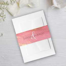 Monogram Coral Pink Wedding Einladungsbanderole
