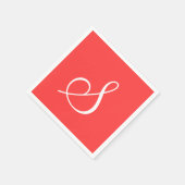 Monogram Coral Red Classy Monochromatisches Papier Serviette (Ecke)