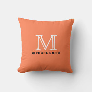 Monogram Coral Solid Color Background Kissen
