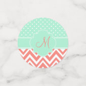 Monogram Coral Zickzack mit Mint Polka Dot Muster Konfetti (Klein Vorderseite)