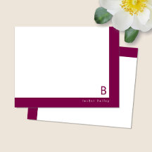 Monogram Corner Band Wein Red Personal Stationery
