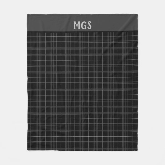 Monogram Cosy Black Kariert Fleecedecke (Vorderseite)