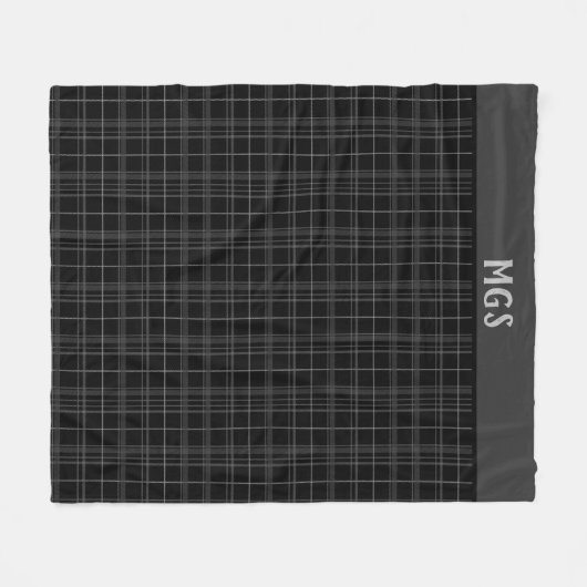 Monogram Cosy Black Kariert Fleecedecke (Vorderseite (Horizontal))