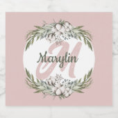 Monogram Cotton Blume Foliage Minimale Konstruktio Schaumweinetikett (Einzelnes Label)