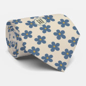 Monogram, Country Blue Flowers Single Print Krawatte (Gerollt)