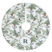 Monogram Country Christmas Birds Pine Branches Polyester Weihnachtsbaumdecke (Vorderseite)