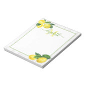 Monogram Country lemons Aquarell auf rustikalem Ho Notizblock (Rotiert)