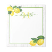 Monogram Country lemons Aquarell auf rustikalem Ho Notizblock (Vorderseite)