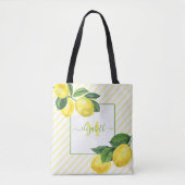 Monogram Country lemons Aquarellstreifen rustikal Tasche (Vorderseite)