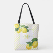 Monogram Country lemons Aquarellstreifen rustikal Tasche (Rückseite)