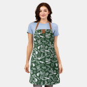 Monogram Country Style Blumenbackmuster Grün Schürze (Getragen)