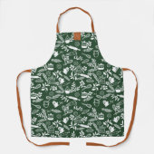 Monogram Country Style Blumenbackmuster Grün Schürze (Vorderseite)