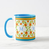 Monogram Country Style Orange Marigolds Border Tasse (Links)