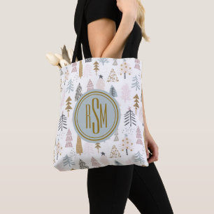 Monogram, Country Winter Tree Shoulder Tasche