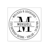 Monogram Couple Family Round Address 2 Gummistempel (Prägung)
