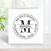 Monogram Couple Family Round Address 2 Gummistempel
